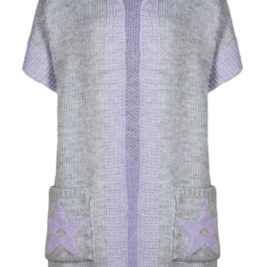 Modische kurzärmelige Strickjacke mit eingestricktem Stern