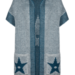 Modische kurzärmelige Strickjacke mit eingestricktem Stern