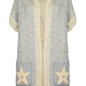Modische kurzärmelige Strickjacke mit eingestricktem Stern